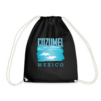 Inspirational Mexico Dolphin Cozumel Vacations - Drawstring Bag - black - Front