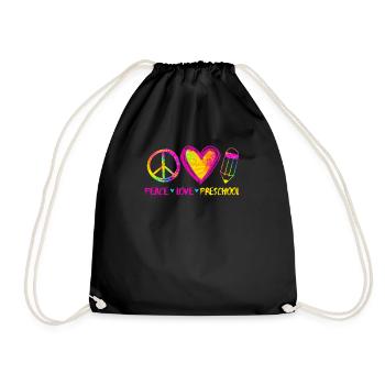 Cravate Coloring Peace Love Preschool Retour - Sac de sport léger - noir - Devant