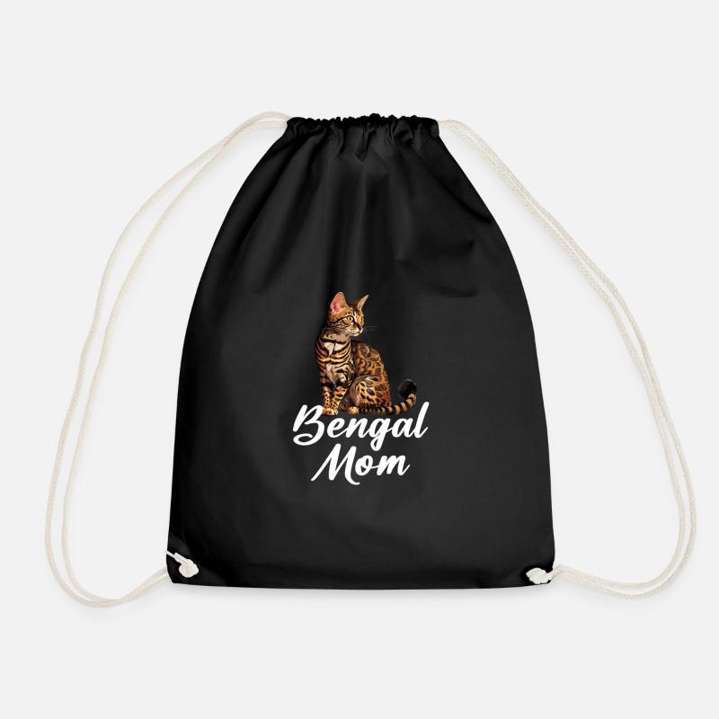 bengal cat, Rosetted bengal cat - Drawstring Bag - black
