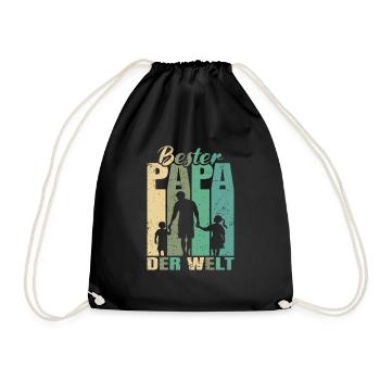 Bester Papa der Welt 2 Kinder Ehemann Papa - Turnbeutel - Schwarz - Vorne