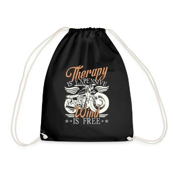Funny Motorcycle Rider Motorbike - Drawstring Bag - black - Front