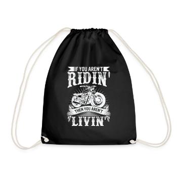 Motorbike Rider Bike Rider Motorcycle - Drawstring Bag - black - Front