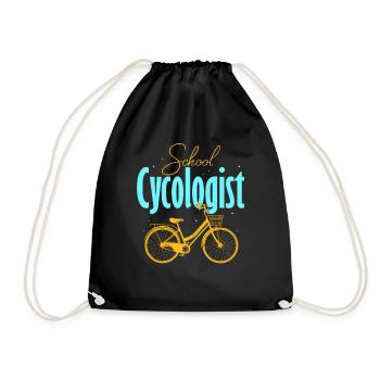 Novelty School Cycologist Bicyclist Biker Biking - Drawstring Bag - black - Front