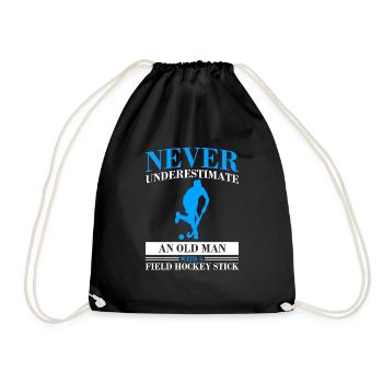 An Old Man With A Field Hockey Stick Goalkeeper Sp - Drawstring Bag - black - Front