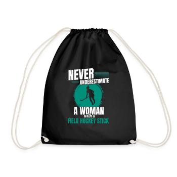 Sports Defender A Woman With A Field Hockey Stick - Drawstring Bag - black - Front