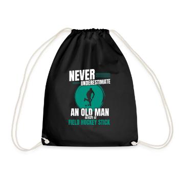 Sports Goalkeeper An Old Man With A Field Hockey S - Drawstring Bag - black - Front