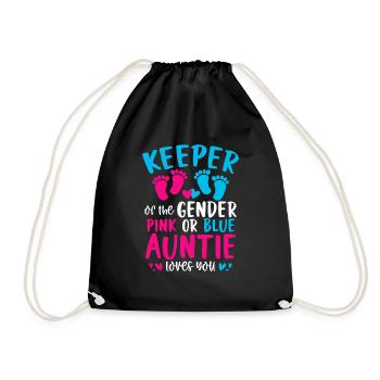 Keeper Of The Gender Pink Or Blue Auntie Loves You - Drawstring Bag - black - Front