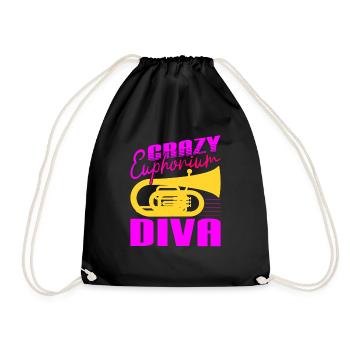 Crazy Euphorium Diva Baritone Player Gifts - Drawstring Bag - black - Front