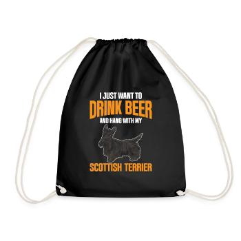 Scottish Terrier Scottie Dog - Drawstring Bag - black - Front