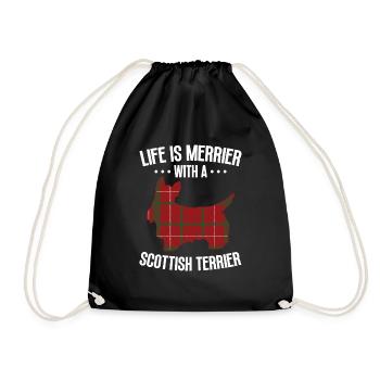 Scottish Terrier Scottie Dog - Drawstring Bag - black - Front