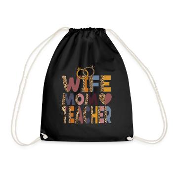 Mom Wife Teacher Mothers Day Best Mom Ever Loving - Drawstring Bag - black - Front