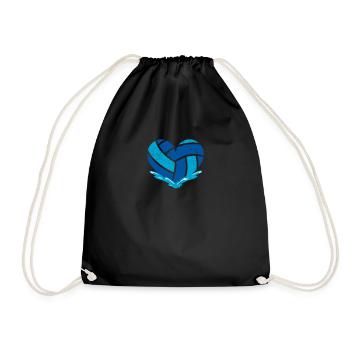 Water polo love heart symbol swimming sports game - Drawstring Bag - black - Front