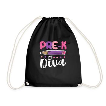 Pre-K Diva Funny Preschool Teacher Student Back - Drawstring Bag - black - Front