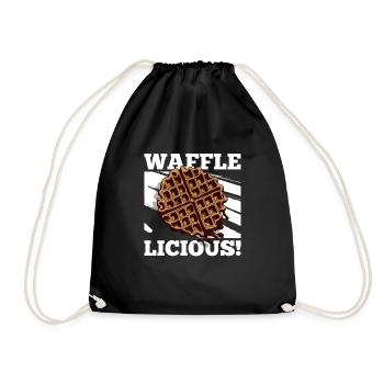 Waffle-Licious Ironic Waffle Food Gourmet - Drawstring Bag - black - Front