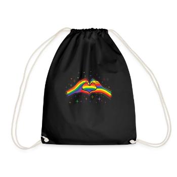 Love Heart Gay LGBTQ Rainbow LGBT Pride Month - Drawstring Bag - black - Front