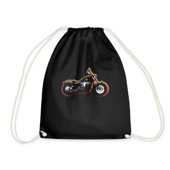 Motorcycle Gay LGBTQ Rainbow LGBT Pride Month - Drawstring Bag - black - Front