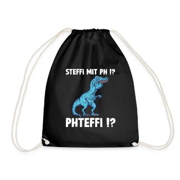 Steffi Namen Shirt lustiges Trex Meme Überbiss - Turnbeutel - Schwarz - Vorne