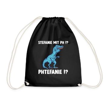 Stefanie Shirt lustiges Trex Meme Überbiss - Turnbeutel - Schwarz - Vorne