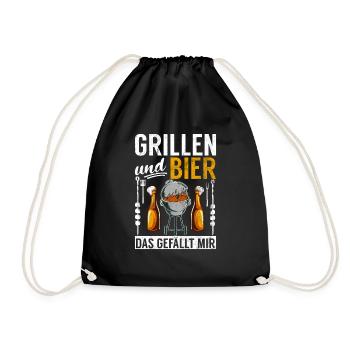 Grillen und Bier das gefällt mir - Turnbeutel - Schwarz - Vorne