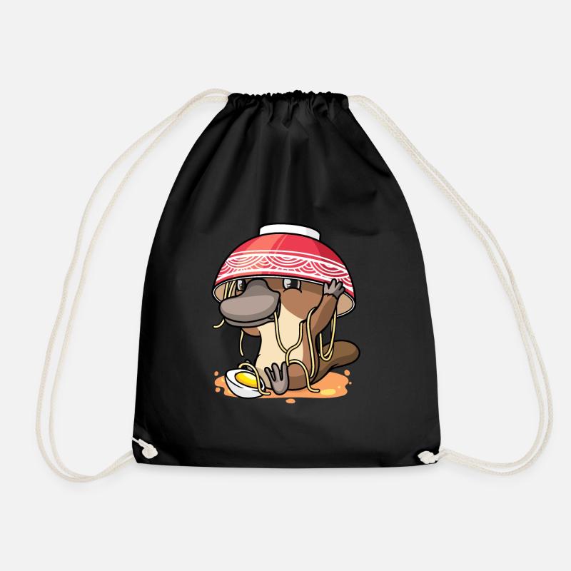 Kawaii Schnabeltier Mit Ramen Nudeln - Turnbeutel - Schwarz