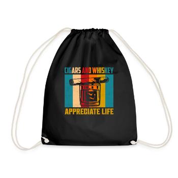 Cigars And Whiskey Appreciate Life Drinking Bourbo - Turnbeutel - Schwarz - Vorne