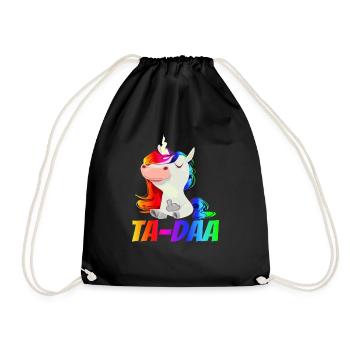 Ta-daa Mittelfinger Regenbogen Einhorn - Turnbeutel - Schwarz - Vorne