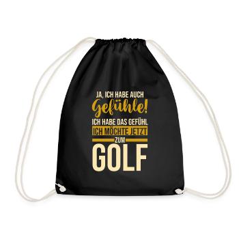 Golfspieler Golfer Golf - Turnbeutel - Schwarz - Vorne