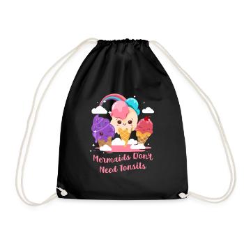 Mermaids Don't Need Tonsils Funny Tonsillectomy - Drawstring Bag - black - Front