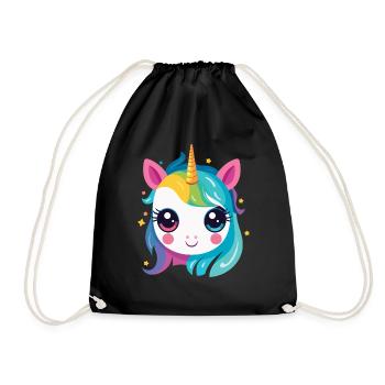 Ein Regenbogen-Einhorn - Turnbeutel - Schwarz - Vorne