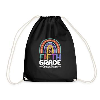 Fifth Grade Dream Team 5th Student Teacher Back - Drawstring Bag - black - Front