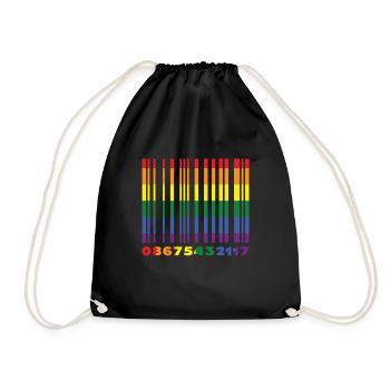 Bar Code Gay LGBTQ Rainbow LGBT Pride Month - Drawstring Bag - black - Front