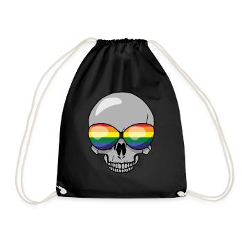 Skeleton Gay LGBTQ Rainbow LGBT Pride Month - Drawstring Bag - black - Front