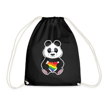 Cute Panda Bear Gay LGBTQ Rainbow LGBT Pride Month - Drawstring Bag - black - Front