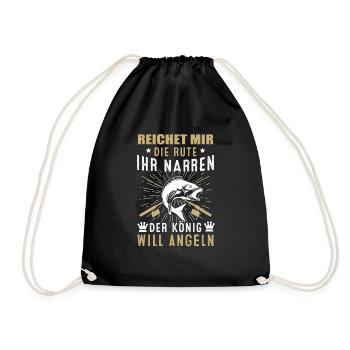 Angeln Fishing Fisher Angelrute Karpfen Rute Fisch - Turnbeutel - Schwarz - Vorne