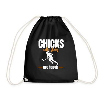 Chicks With Sticks Are Tough Sports Goalkeeper Fie - Drawstring Bag - black - Front
