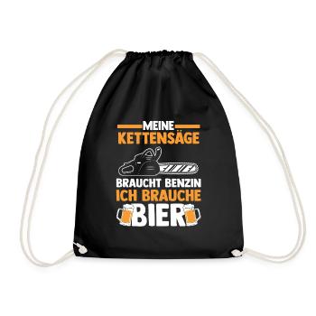 Baumfäller Holzfäller Bier Kettensäge Zimmermann - Turnbeutel - Schwarz - Vorne