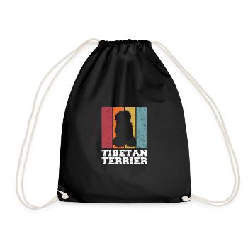 Tibetan Terrier - Drawstring Bag - black - Front