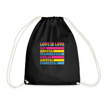 LGBTQ Lesbe Homosexuell Regenbogenflagge Stolz - Turnbeutel - Schwarz - Vorne
