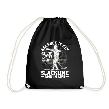 Balance is key, both on the slackline and in life - Drawstring Bag - black - Front