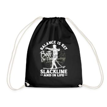 Balance is key, both on the slackline and in life - Drawstring Bag - black - Front