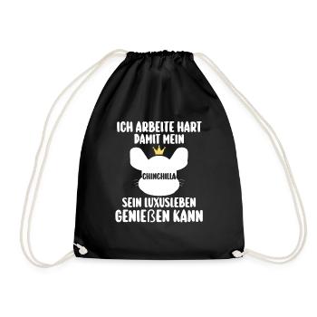 Ich arbeite hart damit mein Chinchilla - Turnbeutel - Schwarz - Vorne