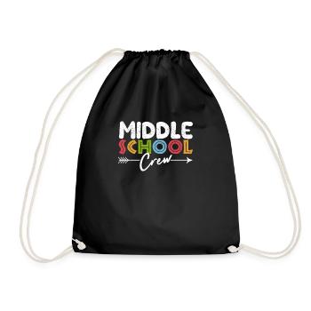 Middle School Crew Retro Funny Teacher Student - Drawstring Bag - black - Front