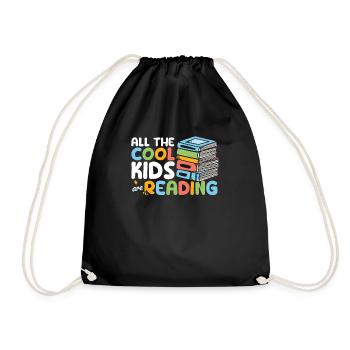 All The Cool Kids Are Reading Book Reading Teacher - Turnbeutel - Schwarz - Vorne