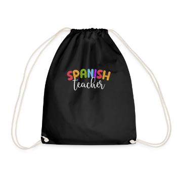 Spanish Teacher Retro Funny Back To School Student - Drawstring Bag - black - Front