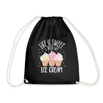 La vie est douce comme l’idée cadeau de l’amateur de crème glacée - Sac de sport léger - noir - Devant
