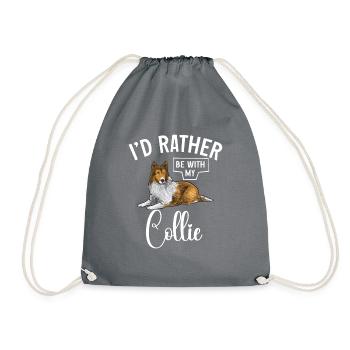 Longhair Collie Rough Collie Dog - Drawstring Bag - grey - Front