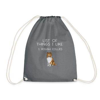 Longhair Collie Rough Collie Dog - Drawstring Bag - grey - Front