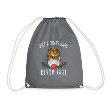 Longhair Collie Rough Collie Dog - Drawstring Bag - grey - Front