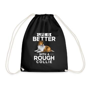 Longhair Collie Rough Collie Dog - Drawstring Bag - black - Front