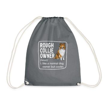 Longhair Collie Rough Collie Dog - Drawstring Bag - grey - Front